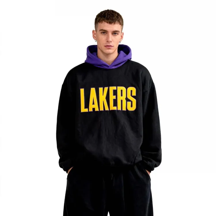 情侣重工刺绣连帽撞色设计秋冬加绒宽松版情侣卫衣上衣外套 625