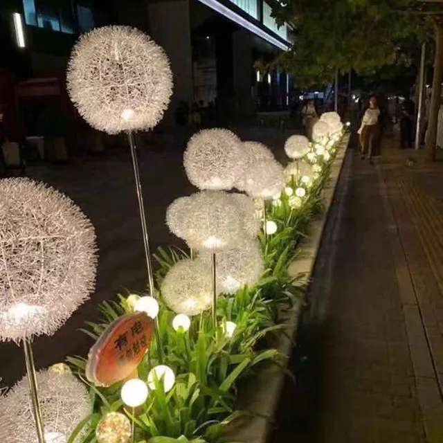 太阳能蒲公英灯户外防水芦苇灯圆球灯插地花园别墅公园景观草坪灯