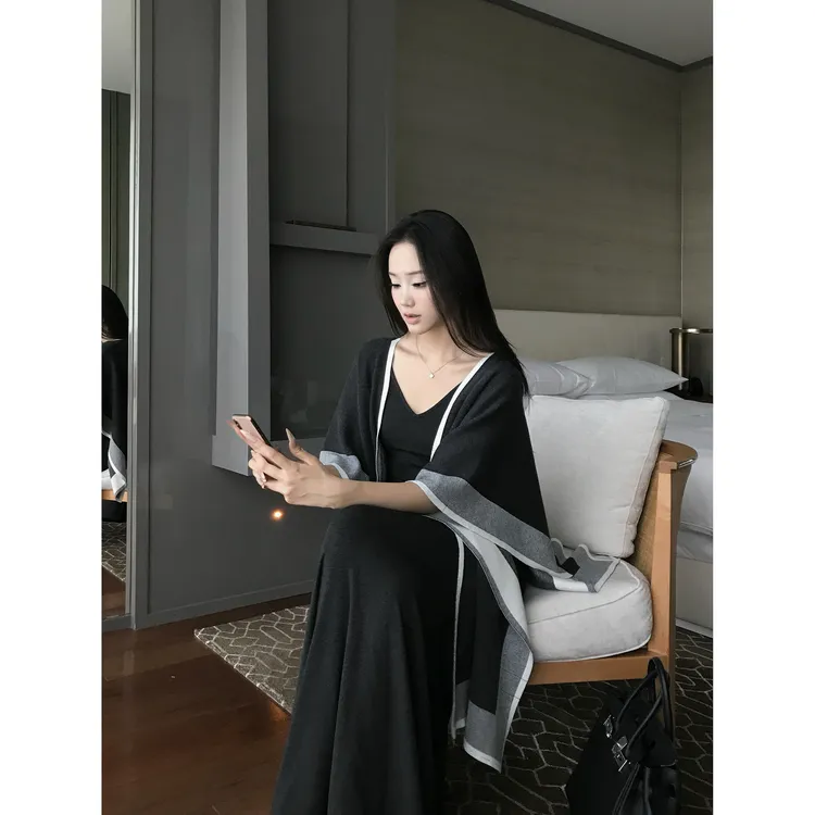 5werkwen 实穿主义 拼色老钱多穿羊毛斗篷披肩38-44