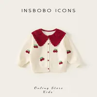 【琦儿专属】INSbobo儿童撞色贴布绣花装饰系扣毛衣外套QY25171