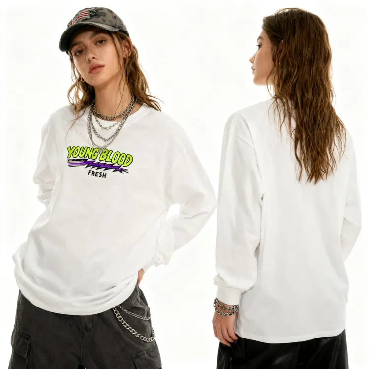 WPRA美式复古涂鸦街头印花长袖宽松学生情侣休闲百搭时尚ins上衣