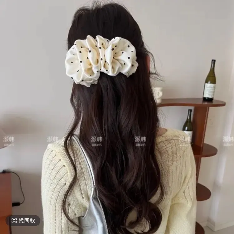 巨显发量蓬蓬发卡香蕉夹新款褶皱云朵泡泡波点碎花甜妹氛围感发夹