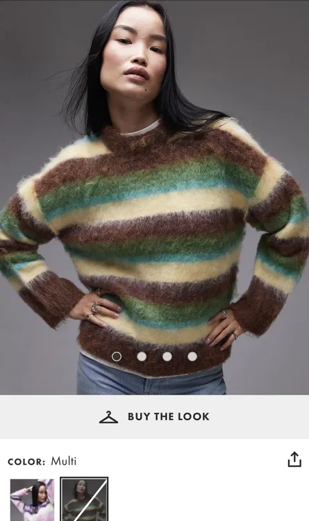 元旦top shop棕黄绿条纹毛衣