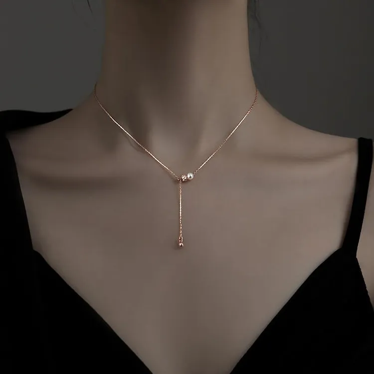 吊坠925银树脂 925纯银小蛮腰2024年新款锁骨项链女小众贝珠夏高