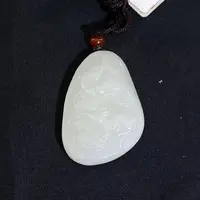 和田玉白玉双鼠运财生肖鼠挂件（Y）