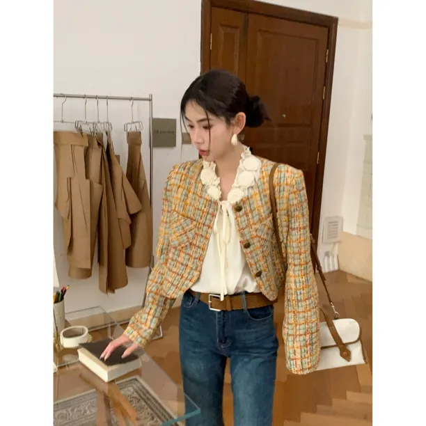 【赵小小&巴黎香香】8030 秋季新款小香风遮肚子显瘦设计感减龄外套