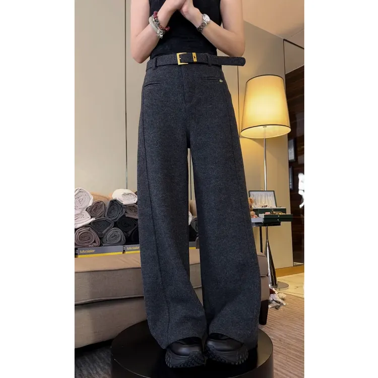 艾塔莉冬季新款时尚百搭阔腿裤女直筒裤子休闲裤高腰垂感长裤气质