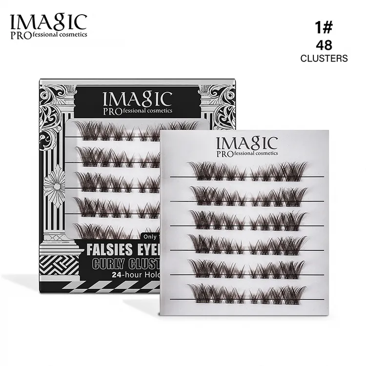 IMAGIC免胶单簇6排假眼睫毛欧美浓密自然D曲分段假睫毛爆款