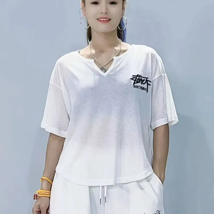 2025夏季新款曳步舞运动套装女网红同款短袖T恤健身操广场舞队服