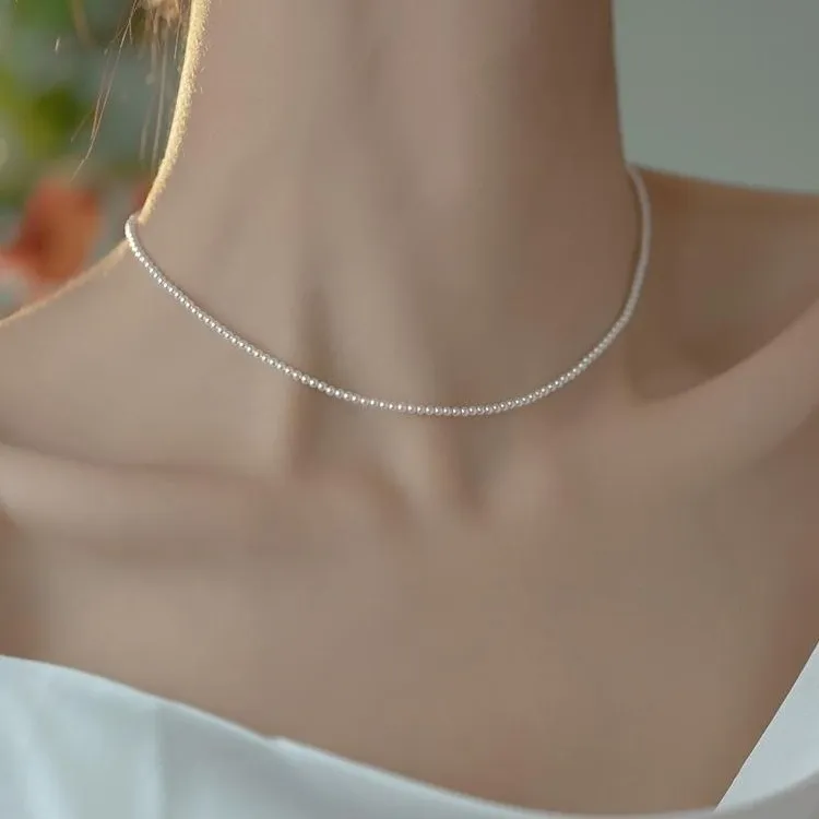 铜合金亚克力吊坠 项链女式baby2mm法式轻奢施家女粒极细吊坠链