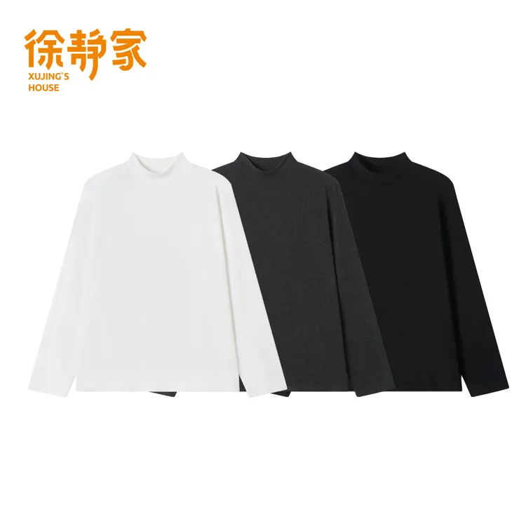 秋冬新款女内搭保暖纯色半高领长袖T恤套头打底衫上衣W-02