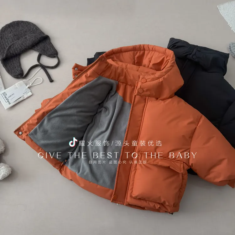 冬季新款韩版中小童时尚洋气保暖连帽棉服 HCWT-8836小口袋棉服