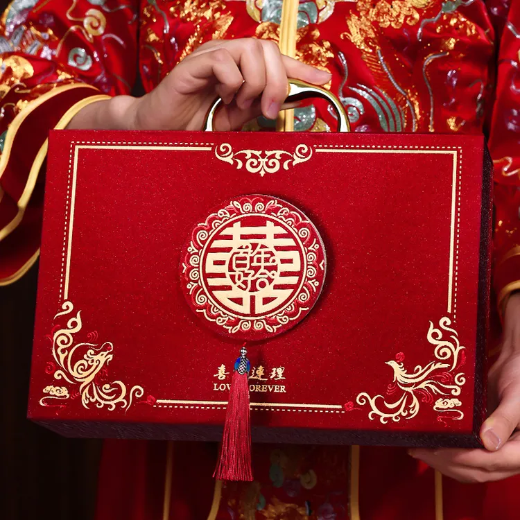 订婚礼金盒彩礼钱盒子提亲盒高档彩礼箱结婚10万聘礼金盒装现金箱