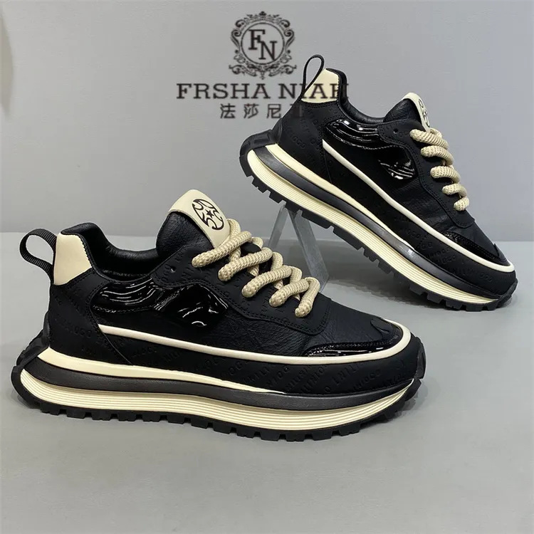 法莎尼亚鞋子男款新款时尚百搭休闲鞋潮流厚底阿甘鞋男士运动鞋男