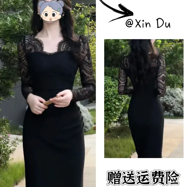 2025秋季新款时尚显瘦气质女士网红洋气连衣裙百搭款D22654