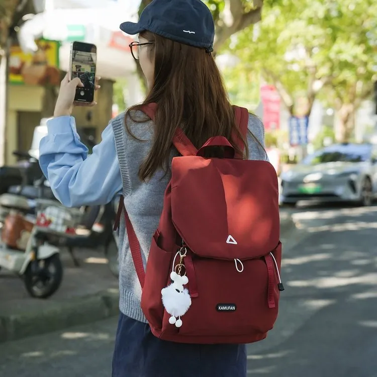 日系ins清新甜美撞色少女背包初高中生新款高颜值大容量双肩包