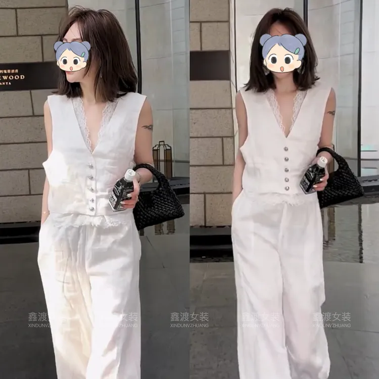 2025春夏新款时尚显瘦气质女士网红洋气两件套百搭款D5299