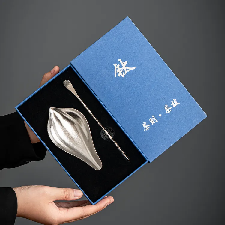 纯钛茶具高级茶则茶拨两件套禅意赏茶茶勺功夫配件复古分茶器手工
