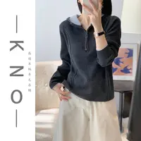 【KNO】9521  秋冬新款连帽拼色修身针织衫百搭时尚宽松
