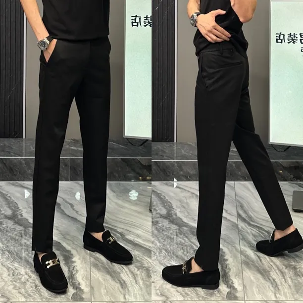 秋季新款男士九分商务休闲抗皱耐洗免烫小脚纯色百搭弹力修身2522