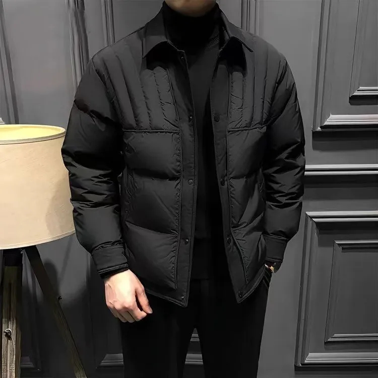 冬季翻领羽绒服男士假两件羽绒服加厚款防风潮流帅气保暖鸭绒外套