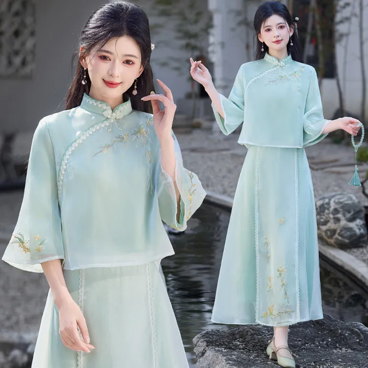 新中式国风汉服女装高级感轻奢春装古风女款外套蕾丝上衣半身裙子