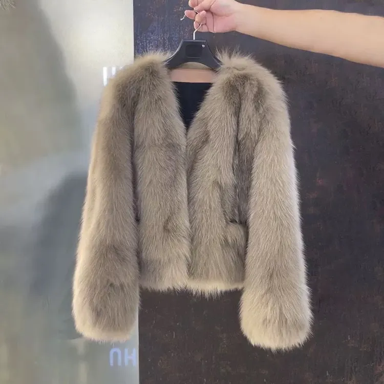 美拉德秋冬厚外套保暖韩系毛绒棉服短款轻奢高级感毛毛外套女气质