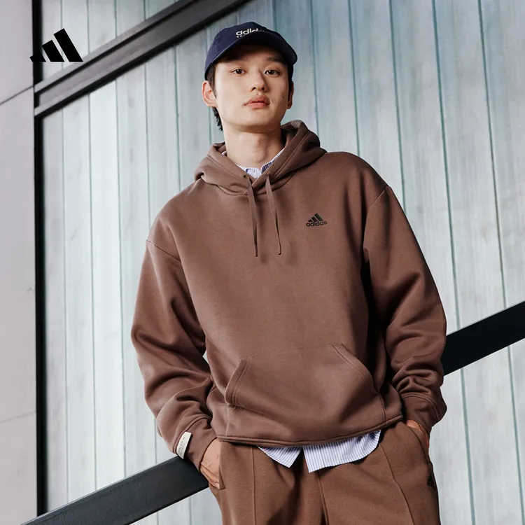 双旦礼遇阿迪达斯情侣加绒加厚宽松连帽卫衣套头衫男女秋季JM9077