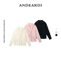 ANDEARDIV领扭结衬衫女2025秋季新款高级慵懒感气质宽松上衣