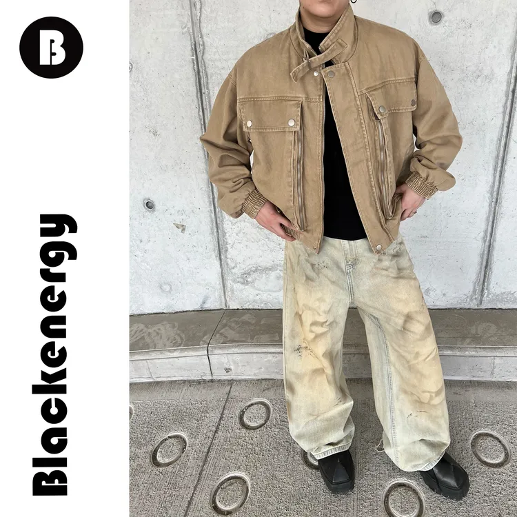 cleanfit短款外套男士春秋季宽松重磅美式复古工装风夹克潮流boxy