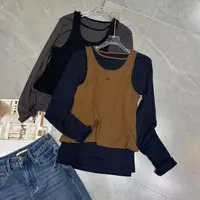 Manmi    莱赛尔长袖打底衫+背心撞色套装  35381（C7） 
