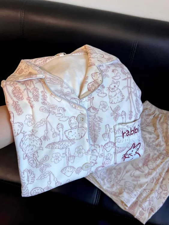 秋冬薄绒款睡衣长袖女款软糯糯德绒日系蘑菇兔子可爱学生家居服秋