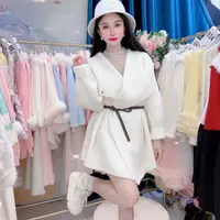 针织开衫外套女早秋新款法式名媛气质翻领收腰中长款百搭毛衣套装