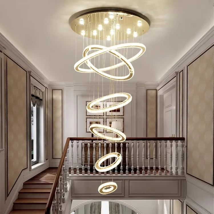 别墅复式楼吊灯现代简约创意客厅大中空北欧loft公寓楼梯间长吊灯