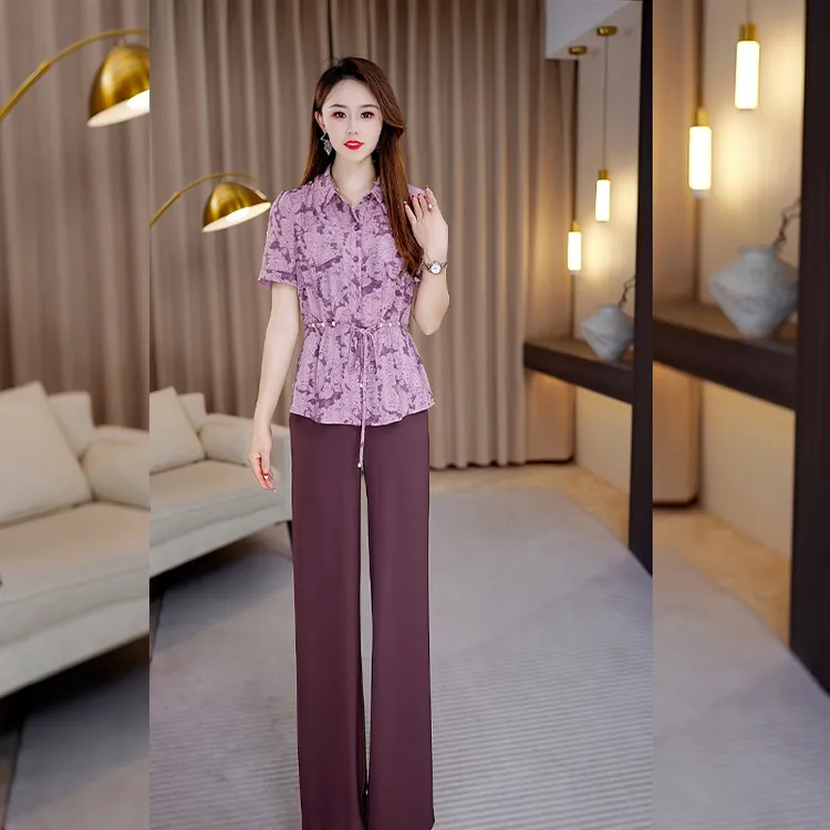 【上衣+裤子】优雅新款气质时尚休闲收腰显瘦套裤25836