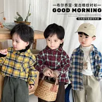 阿小轩童装2025秋季新款【布尔乔亚】男童复古格子衬衫儿童衬衣潮