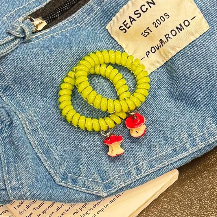 红苹果~果绿糯米饭电话圈清新巨显白高级感头绳甜美学生女发圈