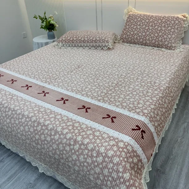 防滑绗缝秋冬加厚床盖保暖亲肤双面可用婴儿绒床盖