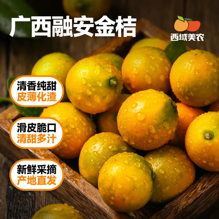 西域美农广西融安金桔滑皮金桔小金桔橘子广西新鲜金桔不酸不涩口