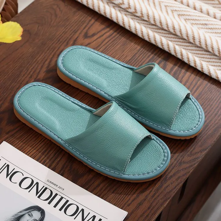 真皮家居拖鞋女夏季居家室内防滑防水牛皮凉拖鞋不臭脚软底家用男