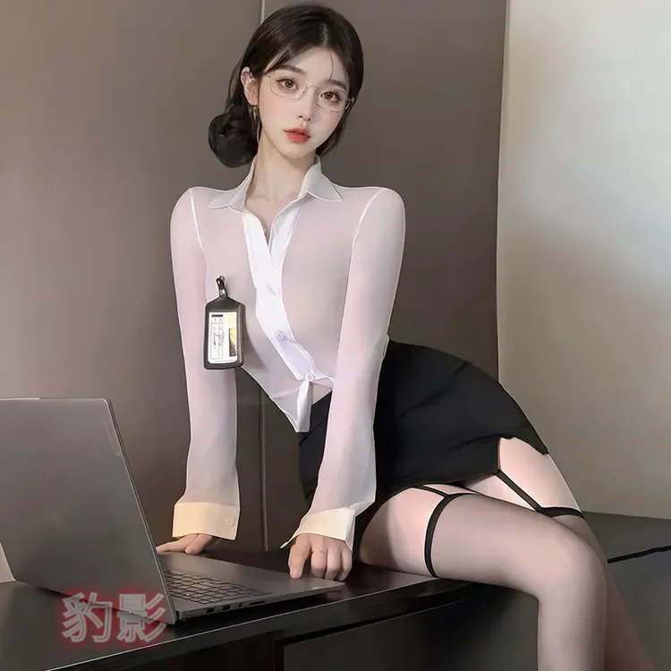 性感夏季长袖衬衫包臀裙职业女裙套装收腰气质千金风国潮新慵懒风