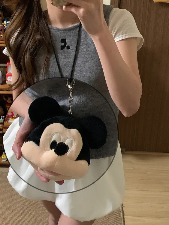 可爱少女米奇包包零食钥匙可爱毛绒卡包耳机包挂件装饰创意挂包