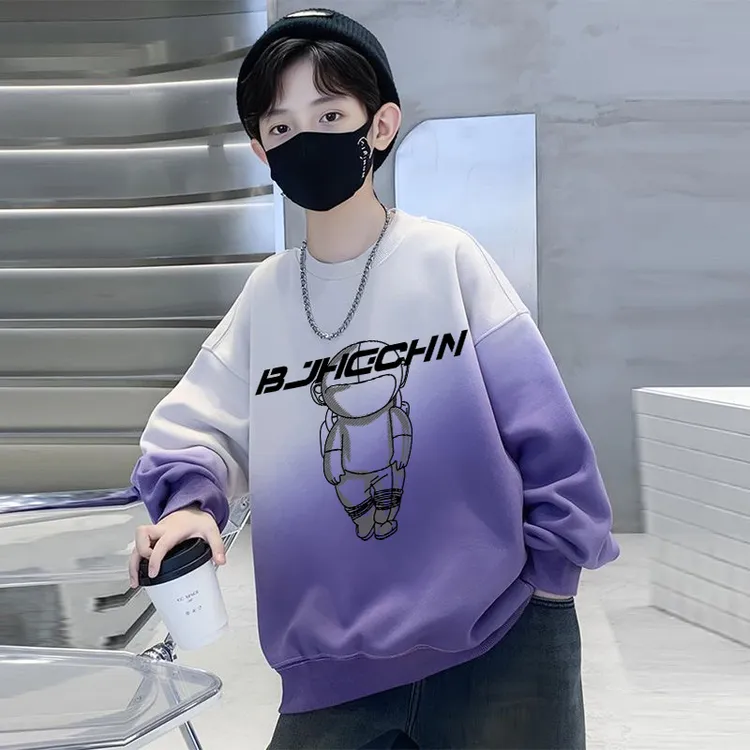 亲棉初品 儿童装炸街春秋款2025新套头潮版字母连帽上衣男童卫衣