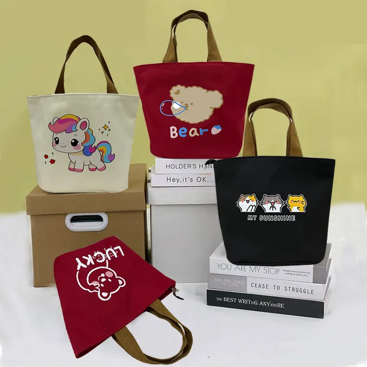 新款帆布包手提袋便当包饭盒袋女手提包上班通勤手拎小学生零食包