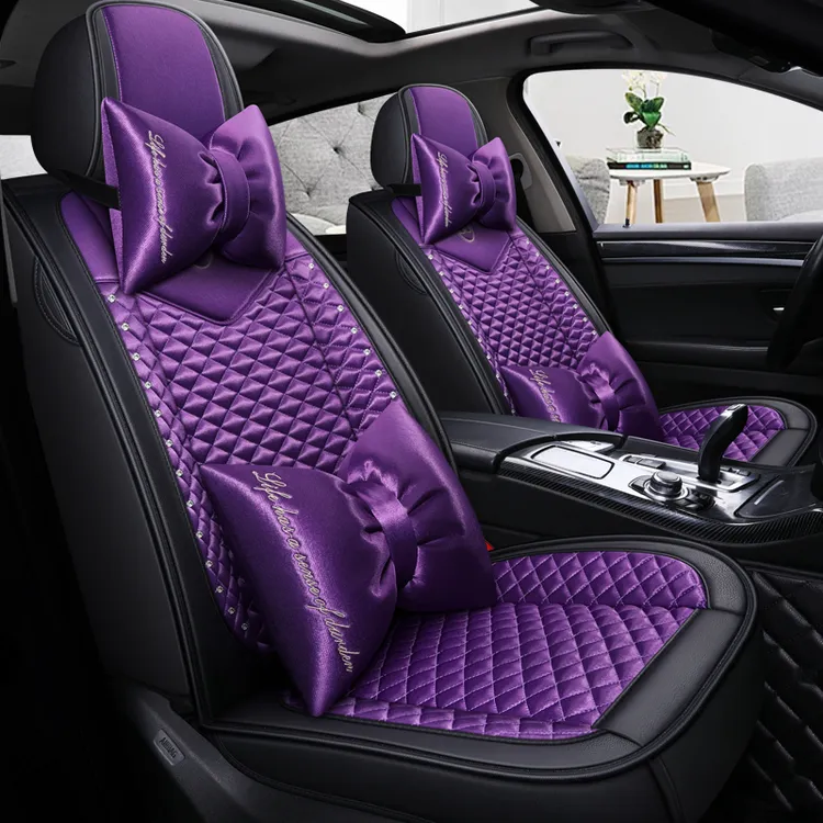 汽车座套2024新款四季通用全包亚麻布坐垫女卡通专用座椅套女神