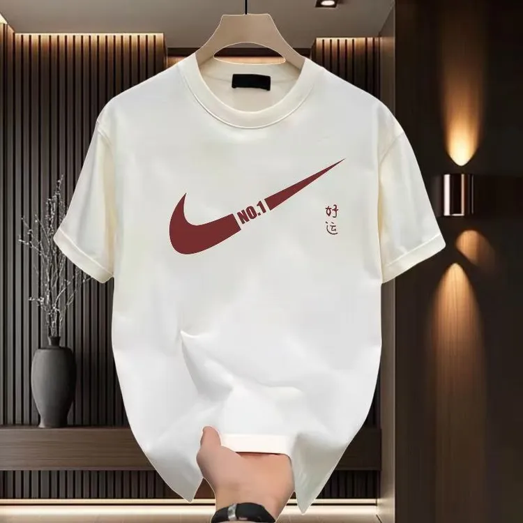 钩子 新款重磅轻奢内搭T恤百搭短袖印花圆领宽松半袖潮男士夏季