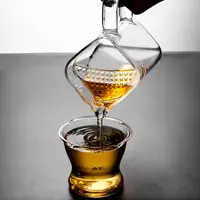 方形月牙玻璃公道杯 茶水分离器