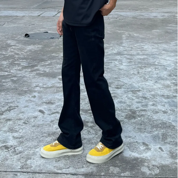 达不六美式牛仔裤裤子夏季微弹力高街长裤直筒裤微喇常规款水洗