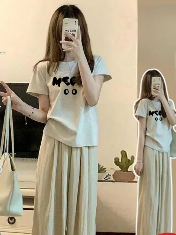 正肩t恤女圆领短袖2025新款修身时尚百搭简约小个子短款上衣小衫