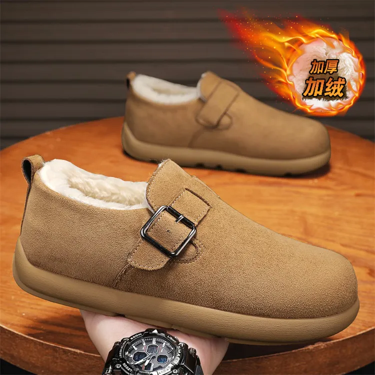 雪地靴男款冬季加绒加厚软底防滑勃肯鞋户外皮毛一体保暖东北棉鞋